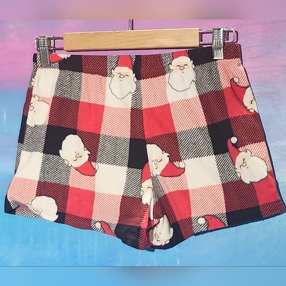 Kohl's Red and Black Plaid Santa Shorts Girls Size XL 14/16 image 2